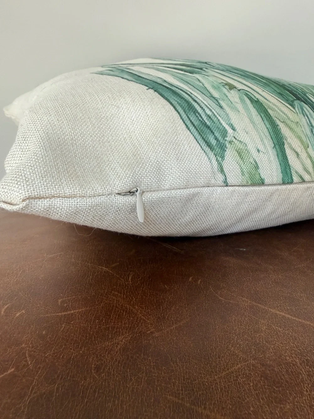 Coastal Botanical Throw Pillows Set of 2 Cream Green Watercolor Accent Pillows
